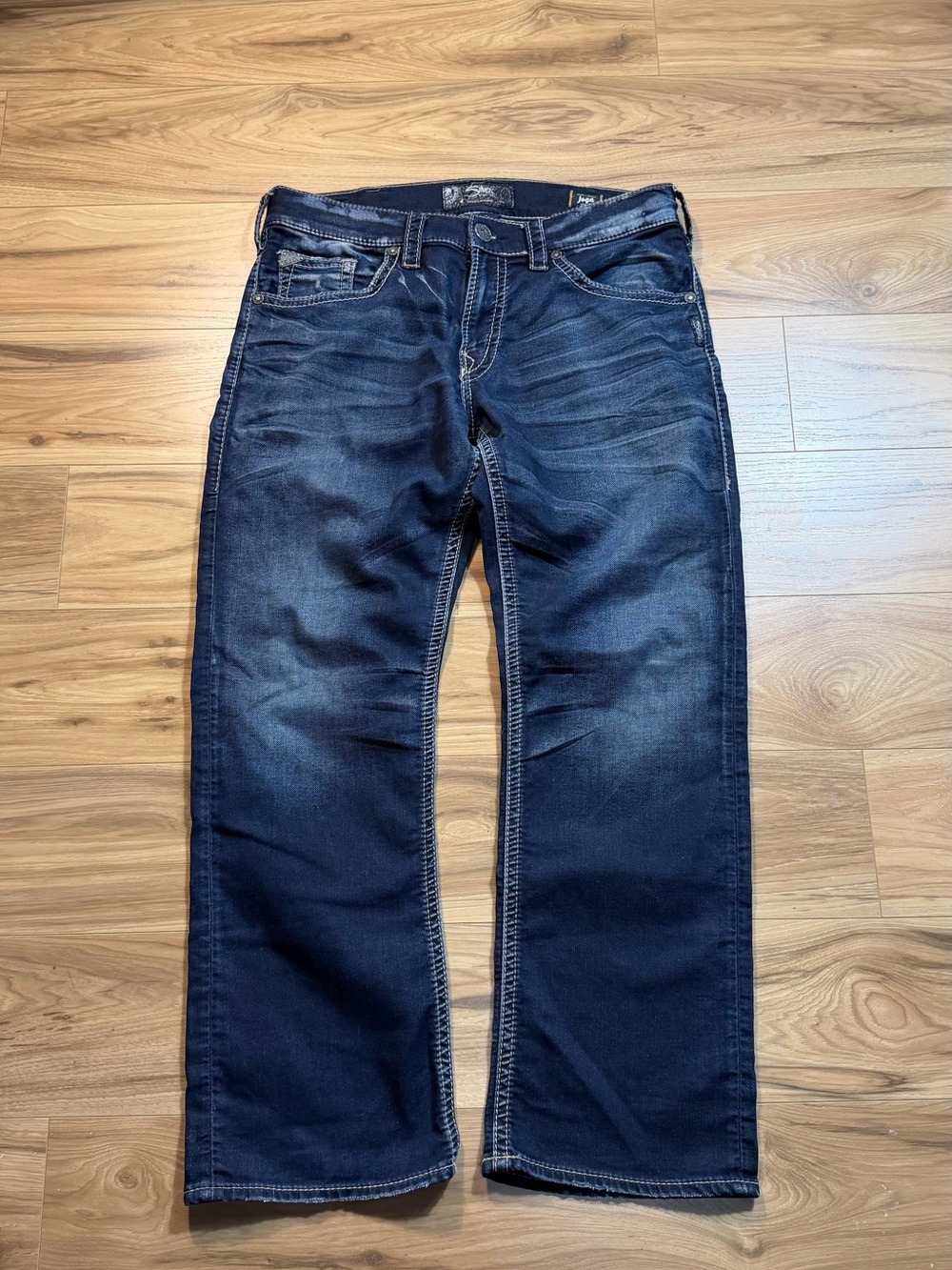Silver 925 Series Grayson Straight Stretch Blue Jeans Mens Size 34x30